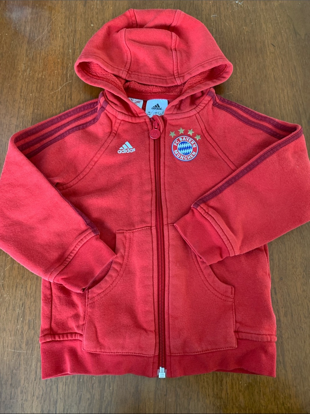 🫐3/$30 adidas Red FC Bayern Kids Hooded Zip Jacket size 3T
